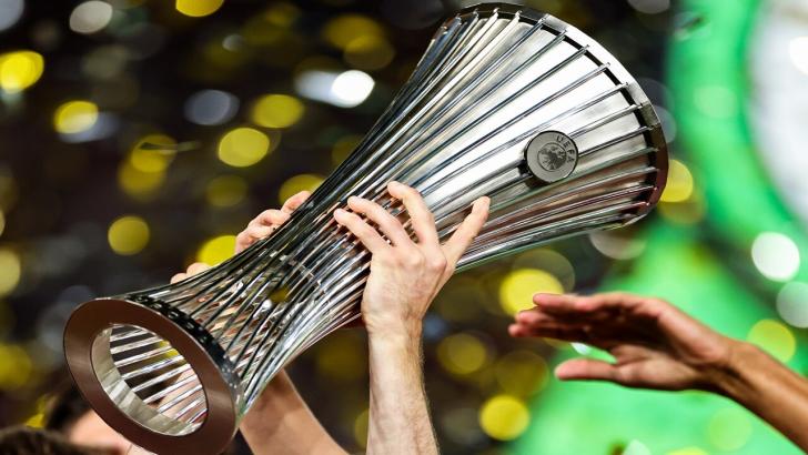 UEFA Conference League trophy held aloft